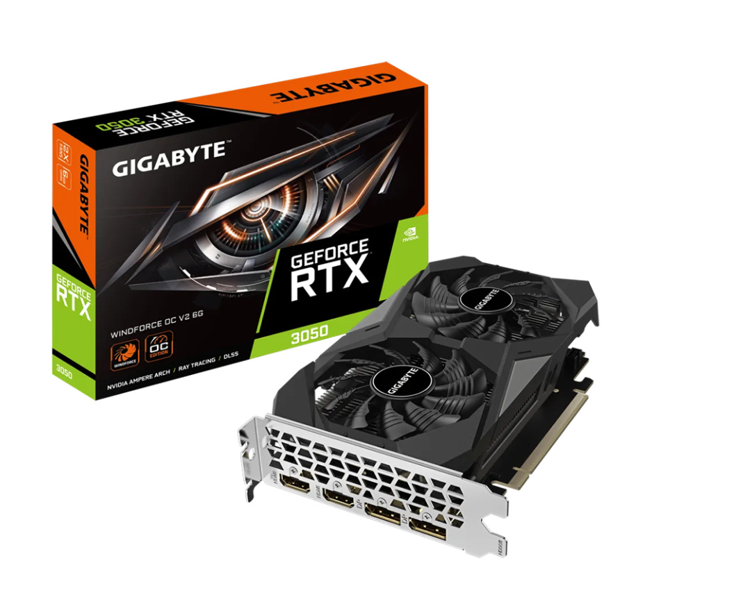VGA Gigabyte RTX 3050 Windforce 6GB OC V2 (N3050WF2OC V2-6GD) (4 cổng xuất hình 2xHDMI và 2xDP)